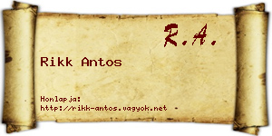 Rikk Antos névjegykártya